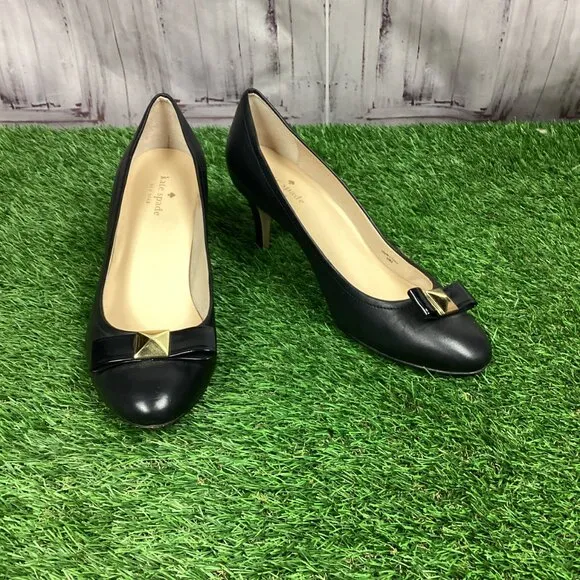 Kate Spade Casey Heels Black Leather 9.5M