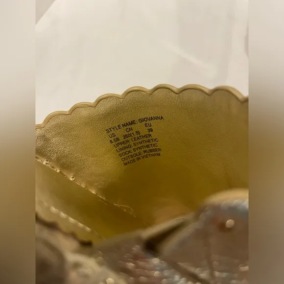 KATE SPADE Giovanna Pale Gold Metallic Leather Espadrilles Sandals Women’s 8.5