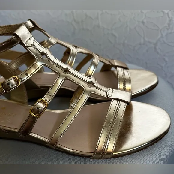 KATE SPADE ♠️- Gold Women's Sandals (7.5) ‼️NEW W/DUST BAG‼️