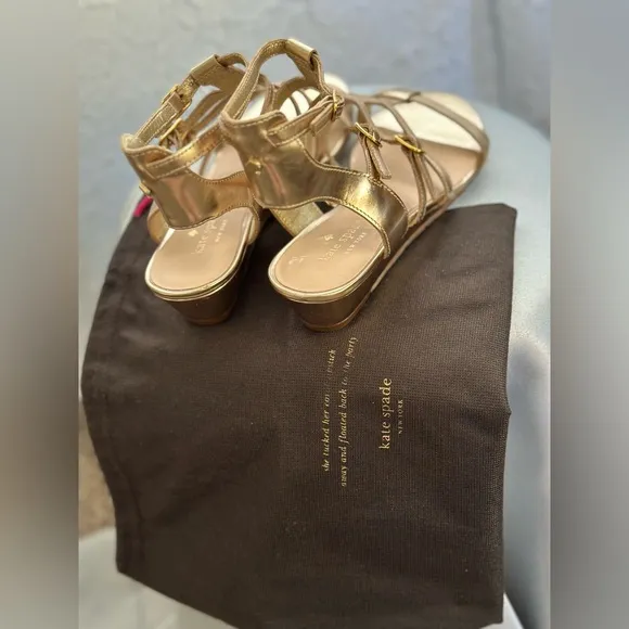 KATE SPADE ♠️- Gold Women's Sandals (7.5) ‼️NEW W/DUST BAG‼️