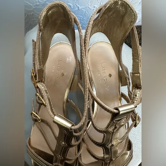 KATE SPADE ♠️- Gold Women's Sandals (7.5) ‼️NEW W/DUST BAG‼️