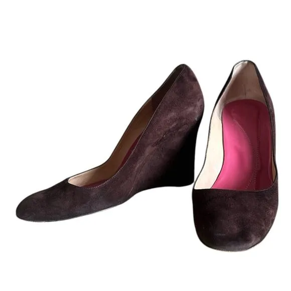 Kate Spade New York Brown Suede Wedge Shoes Pumps Size 9