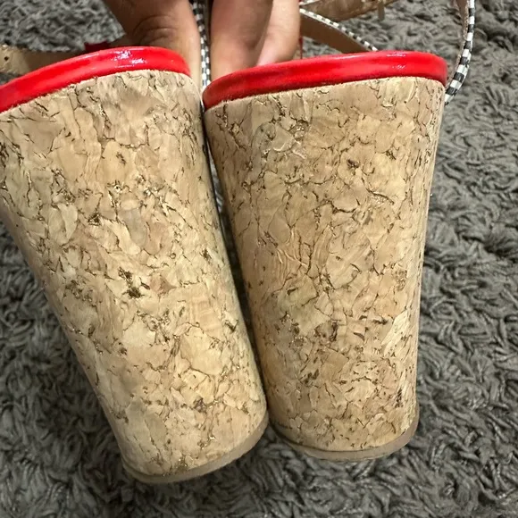 Kate Spade Red, White and Blue Cork Platform Sandals Size 8 M