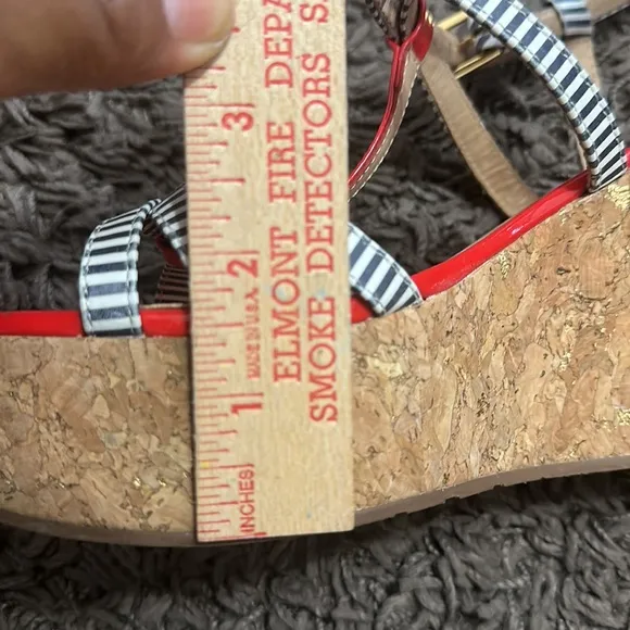 Kate Spade Red, White and Blue Cork Platform Sandals Size 8 M