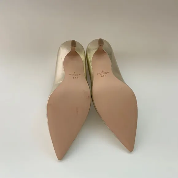 Kate Spade Sonia Gold Leather Pointed Toe Pumps Stiletto Heels Dress Shoes 8.5
