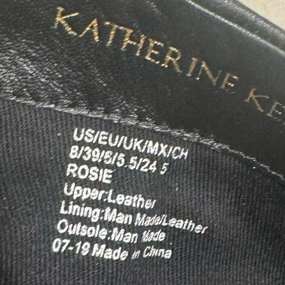 Katherine Kelly Rosie Black LeatherAnkle Boots Zipper Size 8/5 used with box