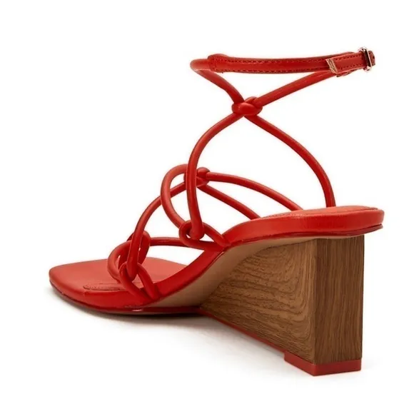 KATY PERRY KNOTTED WEDGE IRISIA SIZE 8 COLOR FIERY ORANGE NWT