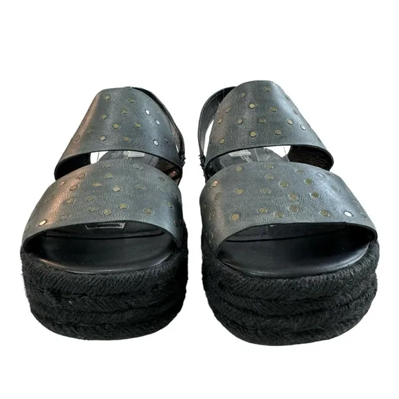 Kelsi Dagger Devon Studded Leather Strap Espadrille Platform Sandals Size 8.5