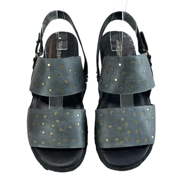 Kelsi Dagger Devon Studded Leather Strap Espadrille Platform Sandals Size 8.5