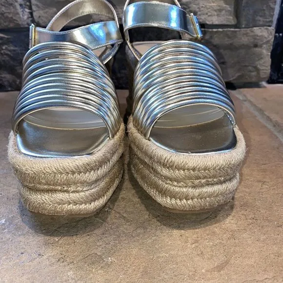 KENNETH COLE NEW YORK 9M Womens Gold 2‎ Wedge Shelby Wedge Espadrille Shoes