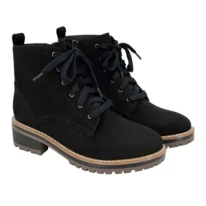 Kensie Boots Kasha 6.5 Combat Lace Up Zip Vegan Suede Chunky Lug Platform Shoes