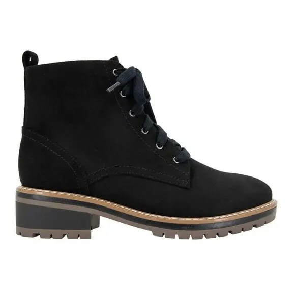 Kensie Boots Kasha 6.5 Combat Lace Up Zip Vegan Suede Chunky Lug Platform Shoes
