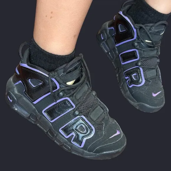 Kids Black and Purple Nike Shoes