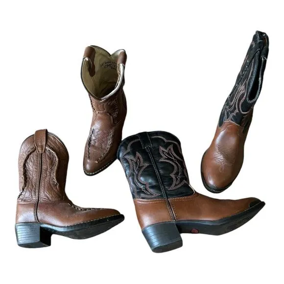 Kids cowboy western farm boots bundle brown aged 4-8 years old