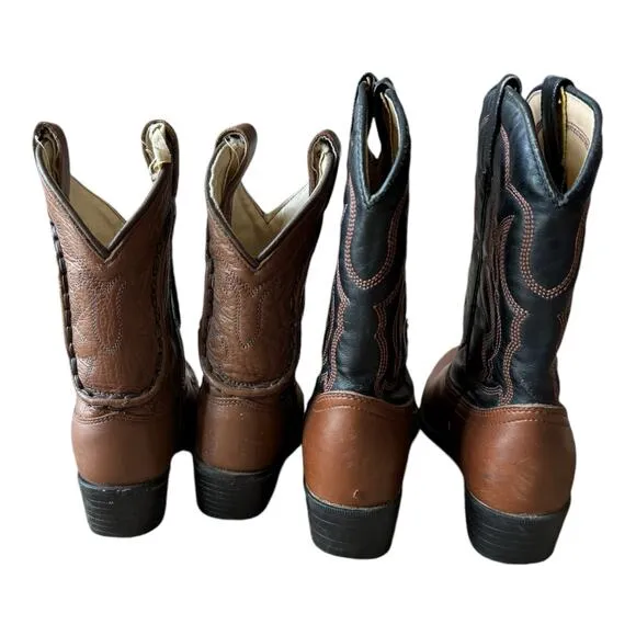Kids cowboy western farm boots bundle brown aged 4-8 years old