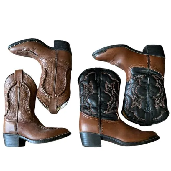 Kids cowboy western farm boots bundle brown aged 4-8 years old