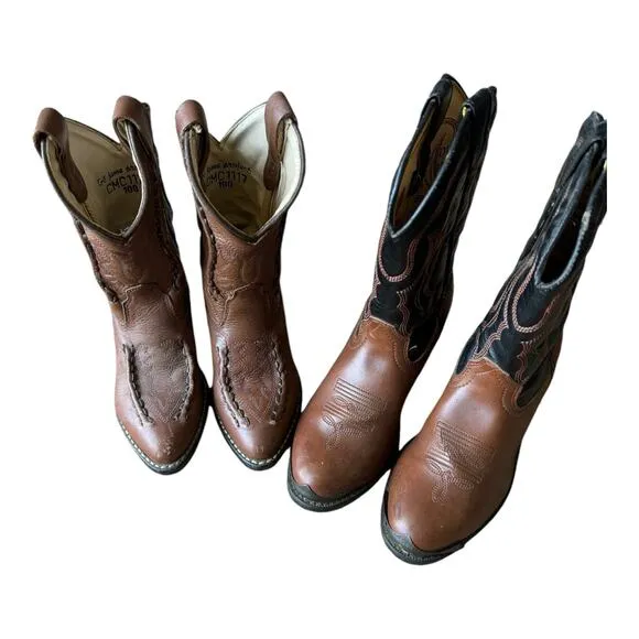 Kids cowboy western farm boots bundle brown aged 4-8 years old