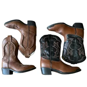 Kids cowboy western farm boots bundle brown aged 4-8 years old