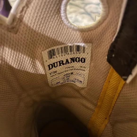 Kids Durango size 4 boots, brand new