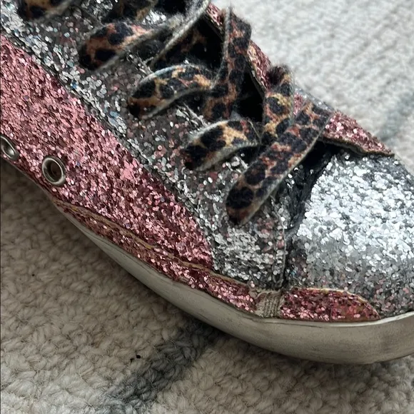 Kids Golden Goose Deluxe Brand. Multi Glitter Leopard Laces.