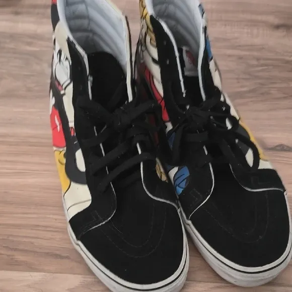 Kids High-Top Cartoon Sneakers - Black and Blue