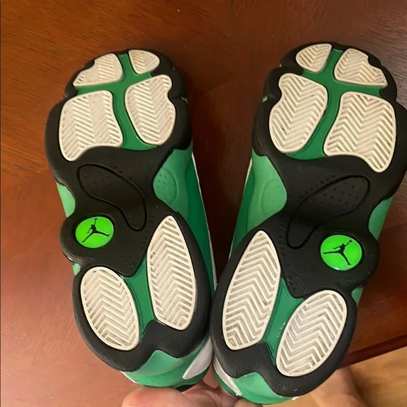 Kids White and Green Athletic Shoes