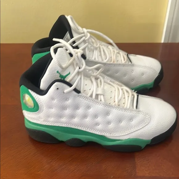 Kids White and Green Athletic Shoes