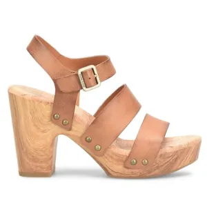 Kork-ease Leather Della Strappy Buckle Platform Sandals Clog Heels