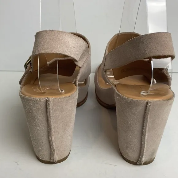 Kork-Ease San Carlos Platform Sandals Heels Comfort Beige Tan Suede Size 10
