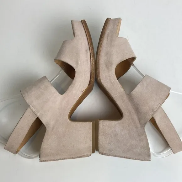 Kork-Ease San Carlos Platform Sandals Heels Comfort Beige Tan Suede Size 10
