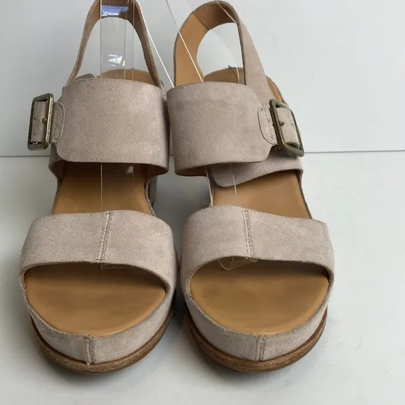 Kork-Ease San Carlos Platform Sandals Heels Comfort Beige Tan Suede Size 10