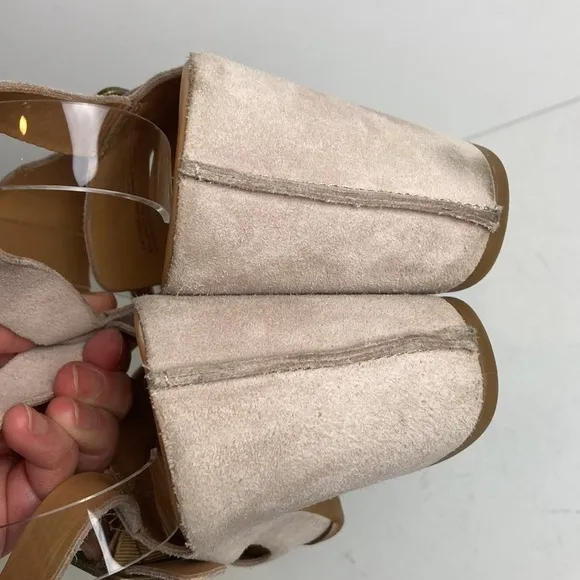 Kork-Ease San Carlos Platform Sandals Heels Comfort Beige Tan Suede Size 10