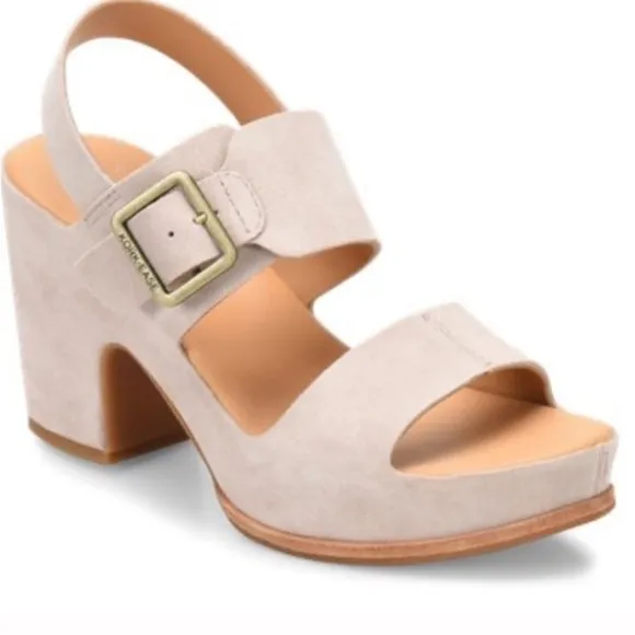 Kork-Ease San Carlos Platform Sandals Heels Comfort Beige Tan Suede Size 10