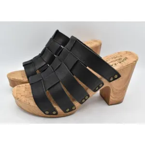 Kork Ease Women Size 10 Devan Black Full Grain Leather Open Toe Platform Sandals