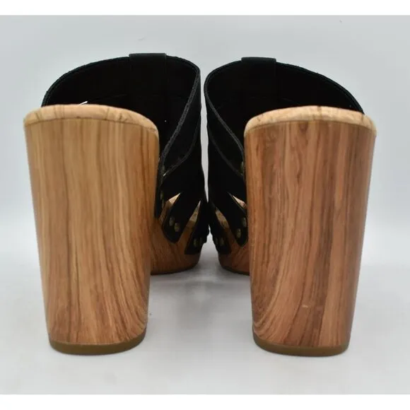 Kork Ease Women Size 10 Devan Black Full Grain Leather Open Toe Platform Sandals