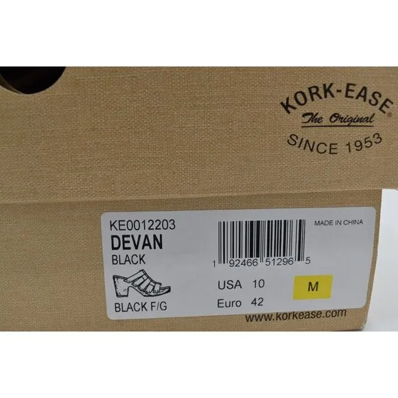 Kork Ease Women Size 10 Devan Black Full Grain Leather Open Toe Platform Sandals