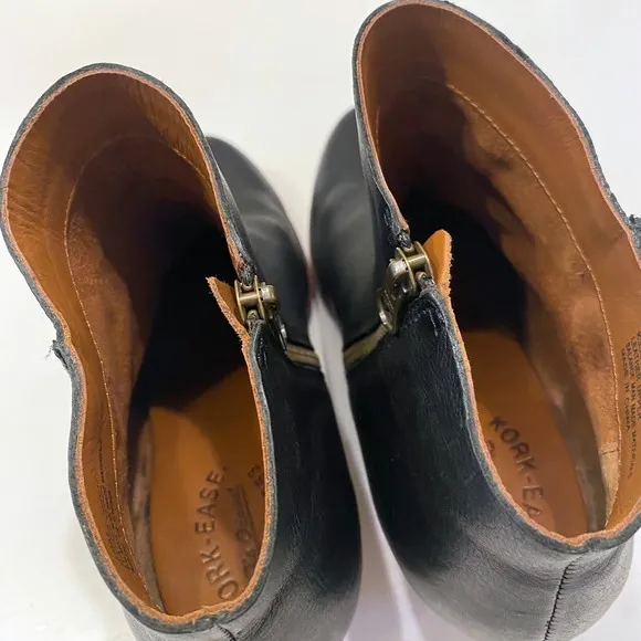 Kork-Ease Women's Black‎ Leather Wedge Wedges Booties US Size 10 M