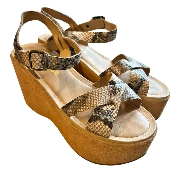 Kork-ease x Free People Elyse Platform Suede Leather 70s Bohemian Sandals Size 9