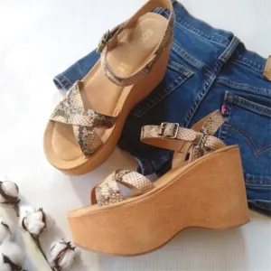 Kork-ease x Free People Elyse Platform Suede Leather 70s Bohemian Sandals Size 9