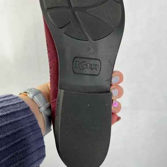 Korks burgundy real suede shoes
