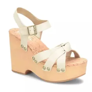 KORKS DAWSON OFF WHITE ANKLE STRAP PLATFORM WEDGE SANDALS SIZE 9 NWOB
