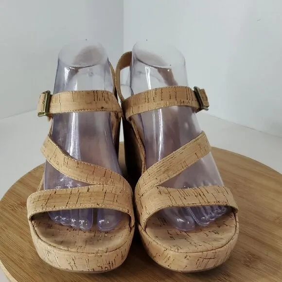 Korks Bergeggi Women's Tan Platform Wedge Sandals Size 10