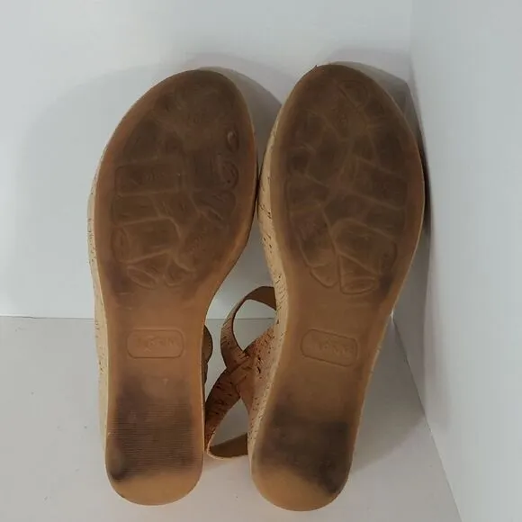 Korks Bergeggi Women's Tan Platform Wedge Sandals Size 10