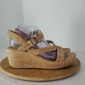 Korks Bergeggi Women's Tan Platform Wedge Sandals Size 10