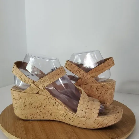 Korks Bergeggi Women's Tan Platform Wedge Sandals Size 10