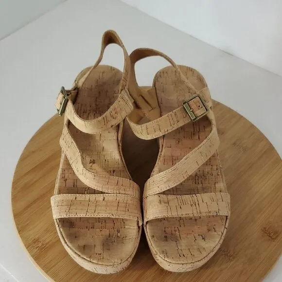 Korks Bergeggi Women's Tan Platform Wedge Sandals Size 10