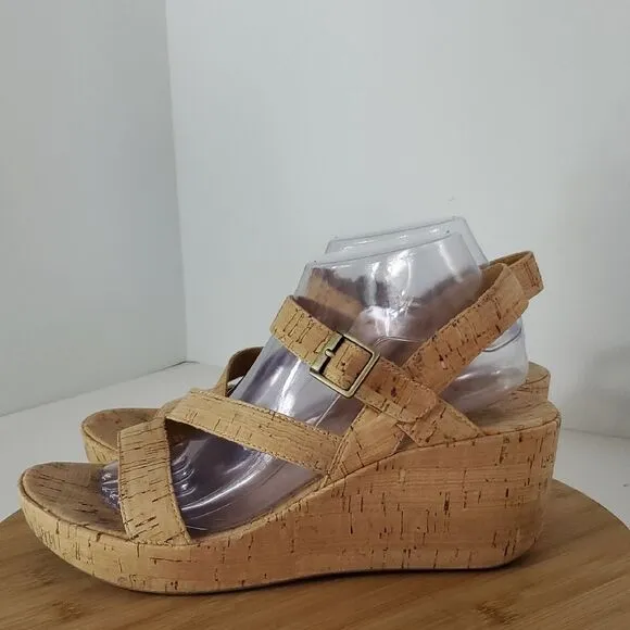 Korks Bergeggi Women's Tan Platform Wedge Sandals Size 10