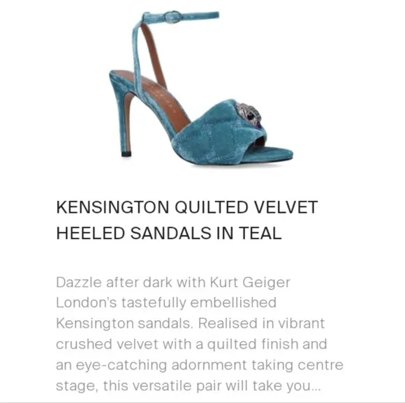 Kurt Geiger Kensington London Rainbow Eagle Teal Quilted Stylish High Heels NEW