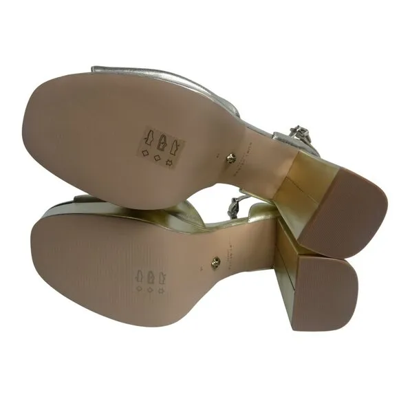 Kurt Geiger London Chelsea Platform Gold Leather Sandal Size 8.5 US/39 EU