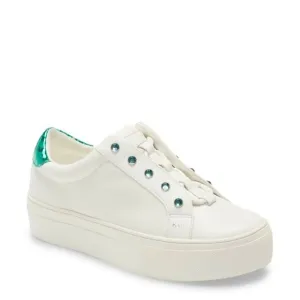 Kurt Geiger White And Green Rhinestone Liviah Platform Sneaker
